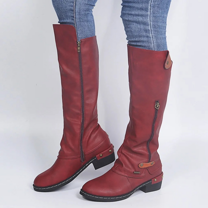 Botas altas mujer ligeras con cierre de botón metálico