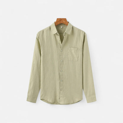 Camisa Hombre de Lino Manga Larga Ajuste Clásico