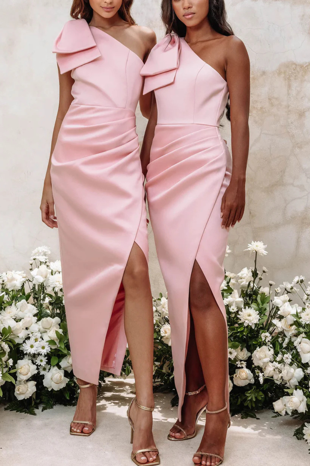 Vestido Mujer Invitada Boda Hombro Descubierto Lazo Delantero
