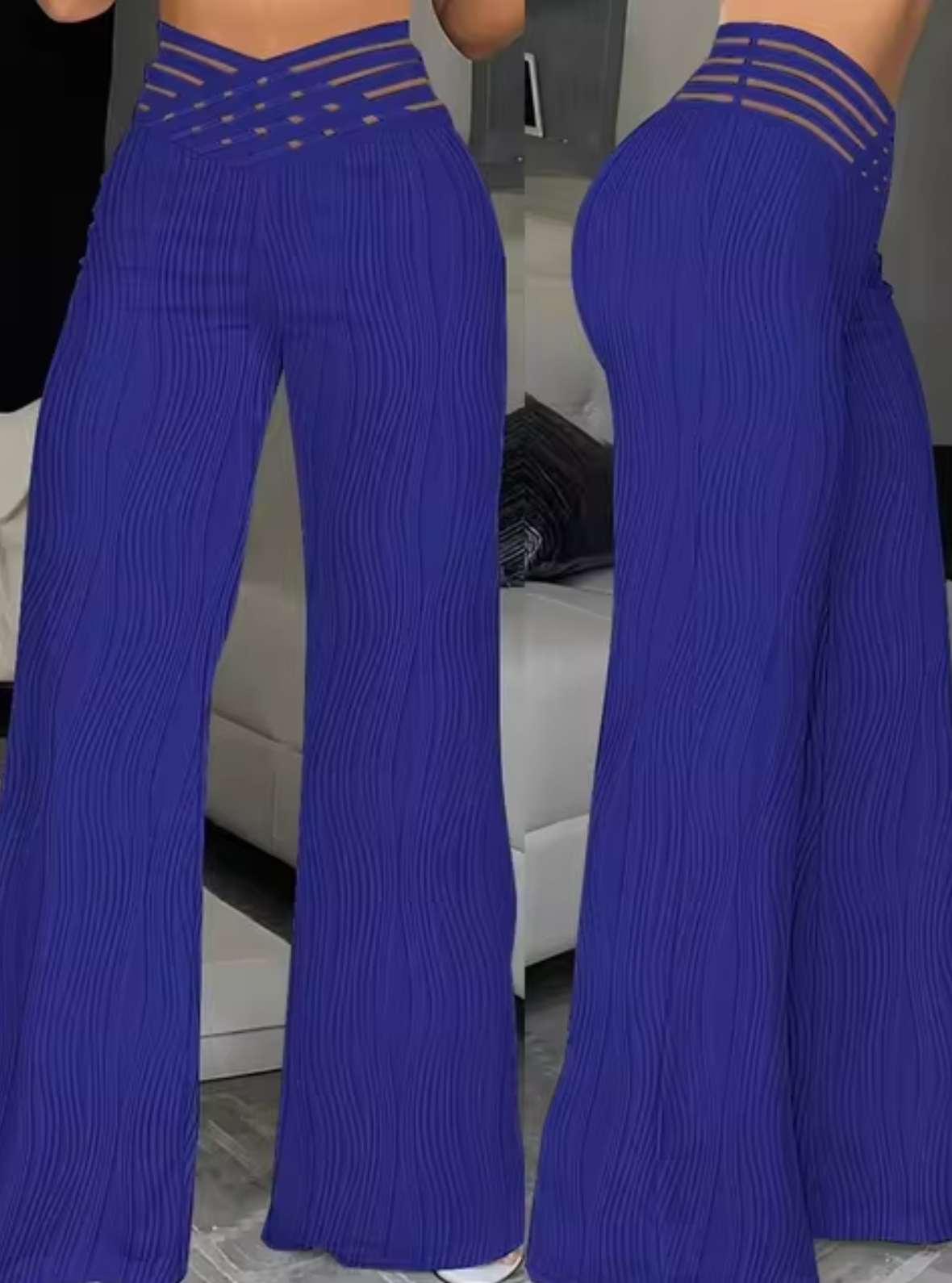 Pantalón de campana mujer con cintura alta elegante