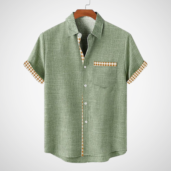 Camiseta Hombre Algodón Mangas Cortas Cuadros