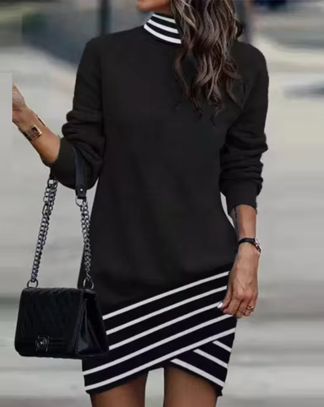 Vestido casual mujer con dobladillo asimétrico estilo fluido
