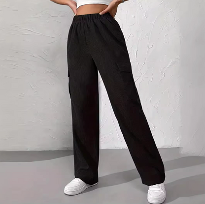 Pantalones Cargo Mujer de Pana Pierna Ancha