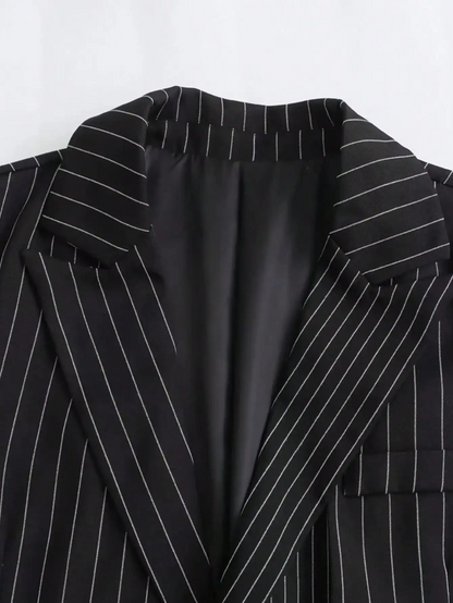 Blazer Mujer Formal de Tejido con Rayas Corte Clásico