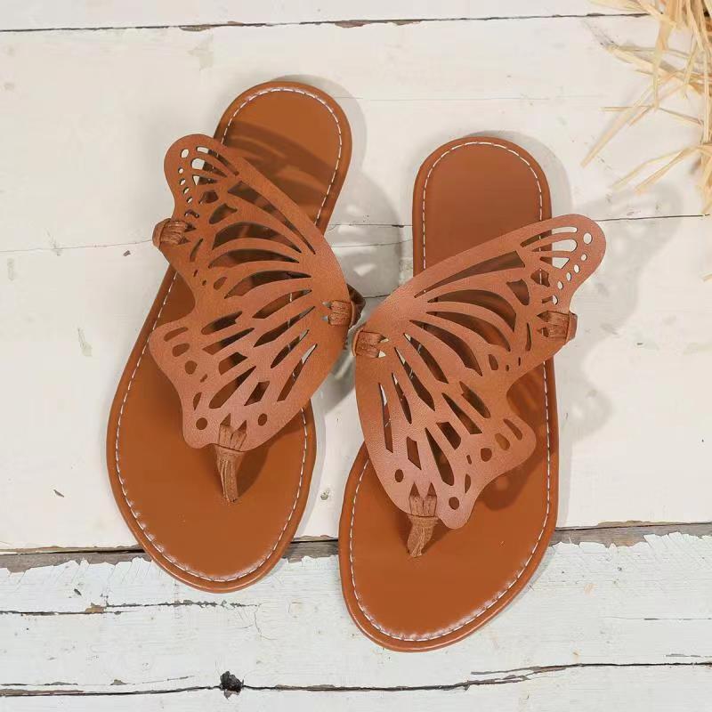 Sandalias Mujer Planas Comodas Diseño Alas de Mariposa Verano