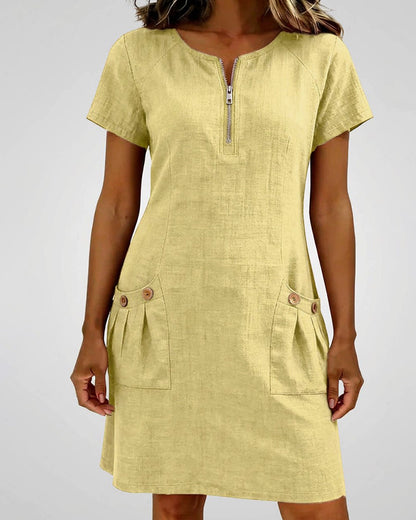 Vestido recto mujer con cremallera y bolsillos