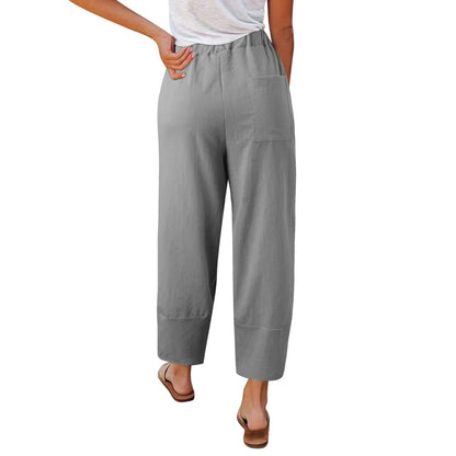 Pantalones Mujer Pata Ancha Algodón Holgados Corte Tobillero