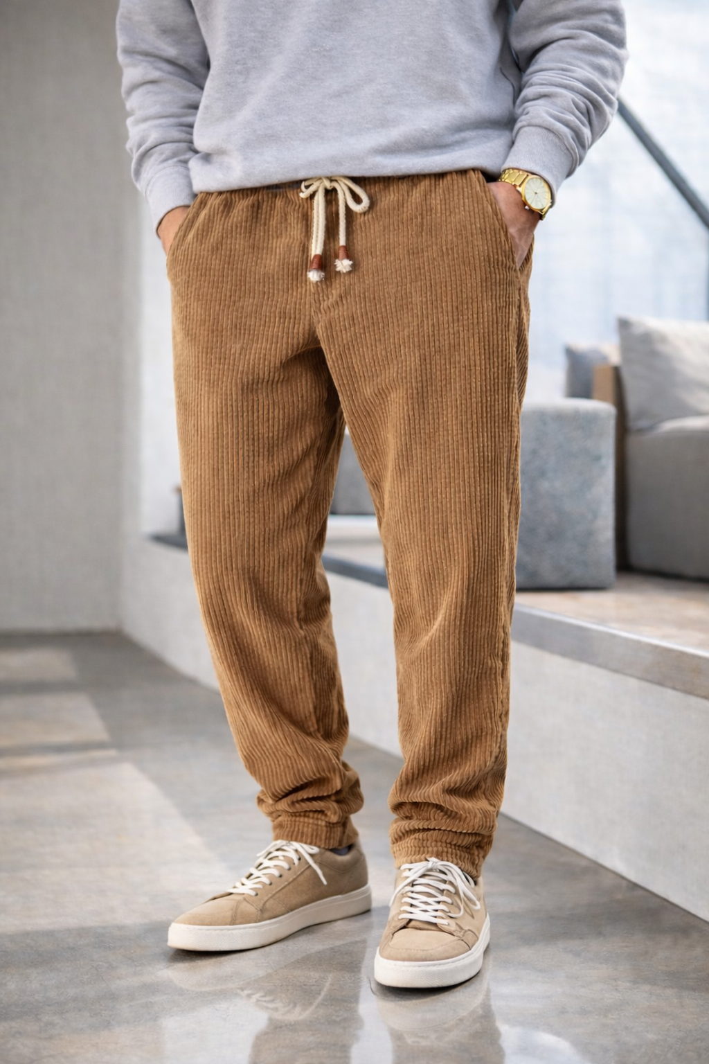 Pantalones Hombre de Pana Comodos Corte Regular