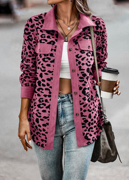 Abrigo Mujer Estampado Animal Corte Recto