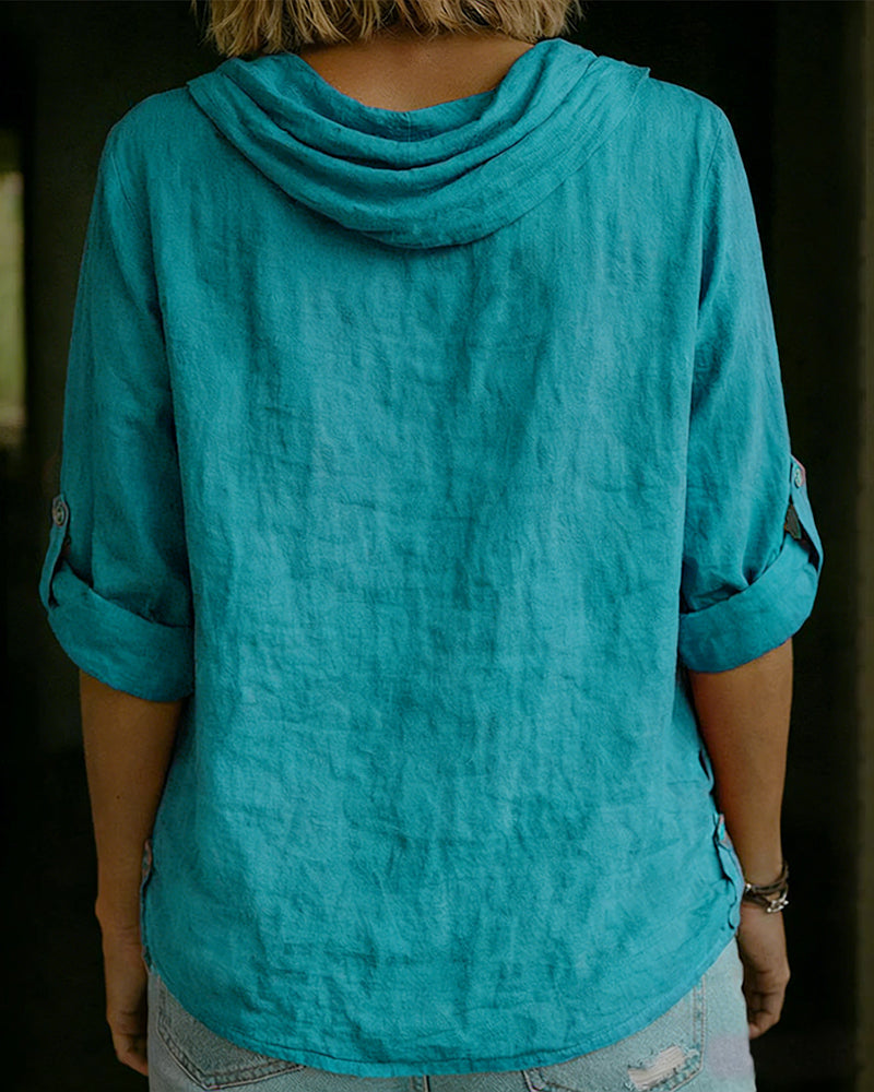Camisa mujer de algodón cuello caído estilo clásico