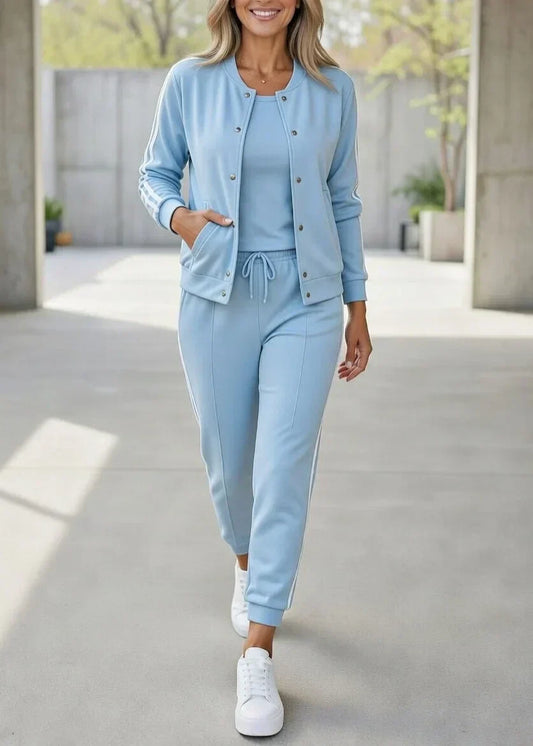 Conjunto sport mujer chaqueta y pantalón rayas elegante - Mavetta