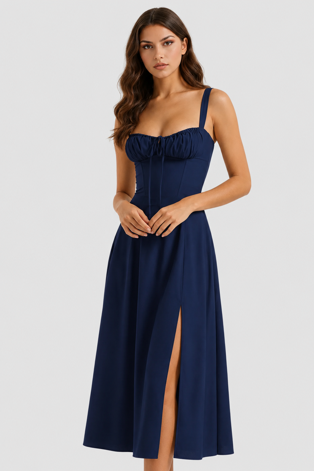 Vestido Midi Mujer con Corsé Ajustado