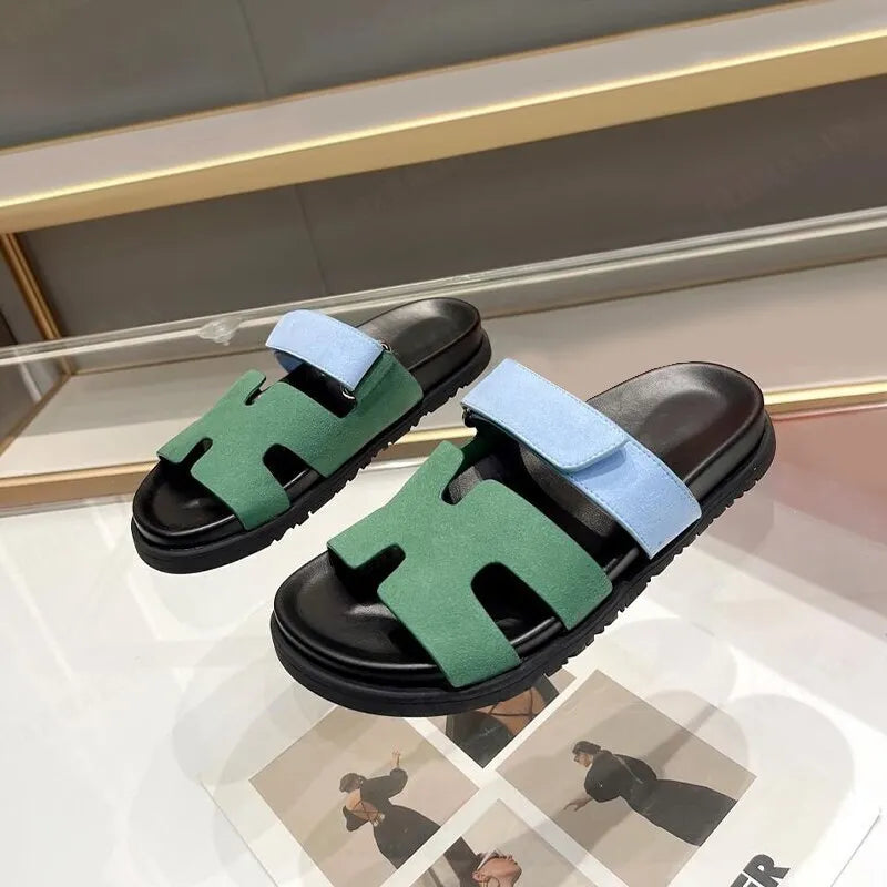 Sandalias Gladiadoras Mujer con Cierre de Velcro Ajustable