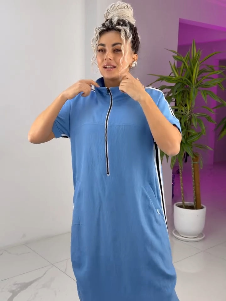 Vestido largo mujer deportivo cremallera fluido casual