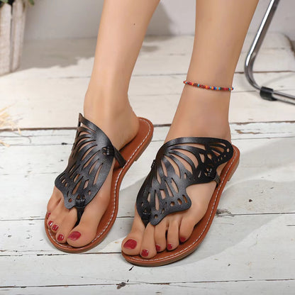 Sandalias Mujer Planas Comodas Diseño Alas de Mariposa Verano