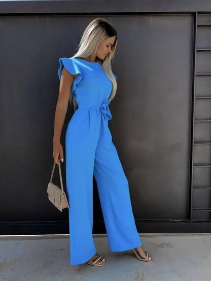 Mono Mujer Pantalón Ancho Cinturón Ajustable Elegante