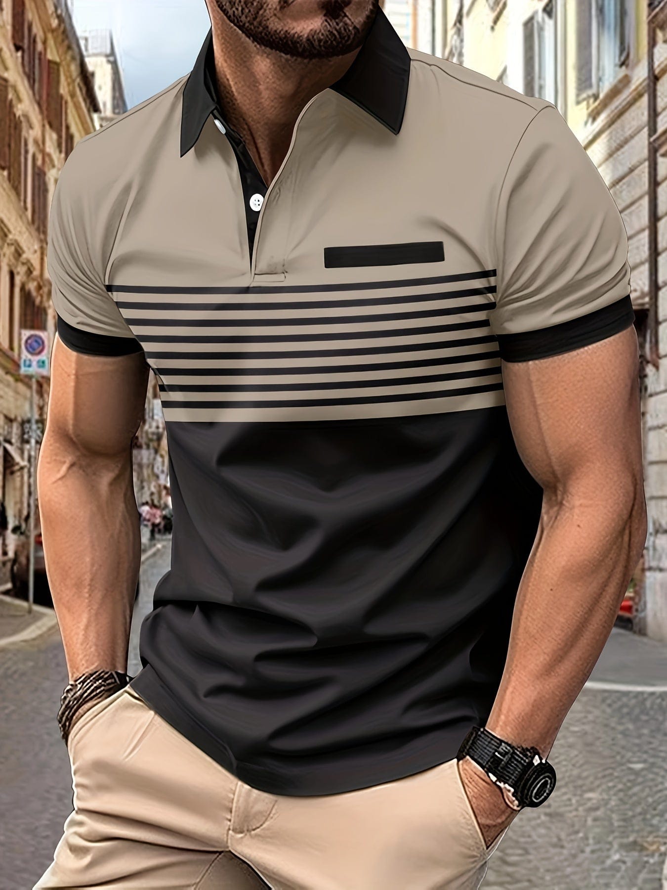 Polo hombre de Algodón manga corta cuello botones corte regular