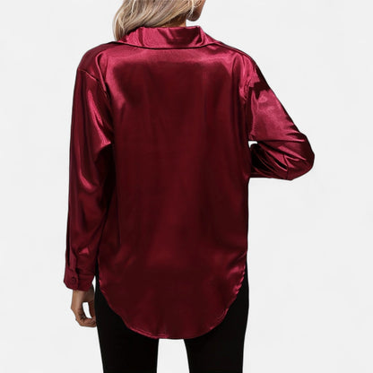 Camisa Mujer de Satén Cuello Clásico