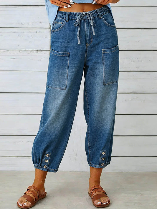 Jeans Mujer Pierna Ancha Cintura Alta Estilo Casual - Mavetta