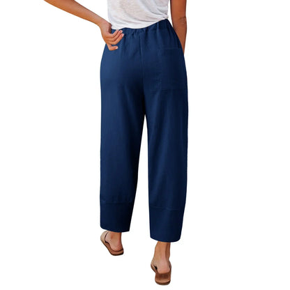 Pantalones Mujer Pata Ancha Algodón Holgados Corte Tobillero