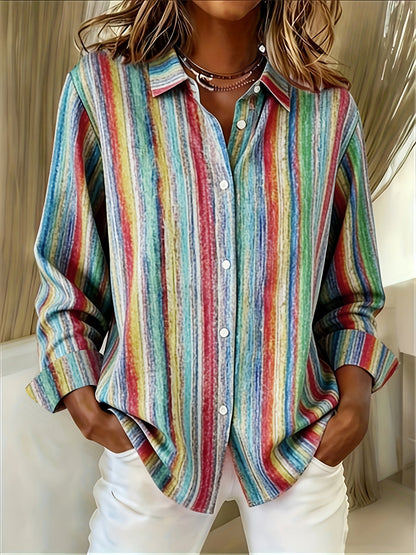 Camisa mujer de rayas manga larga ligera elegante
