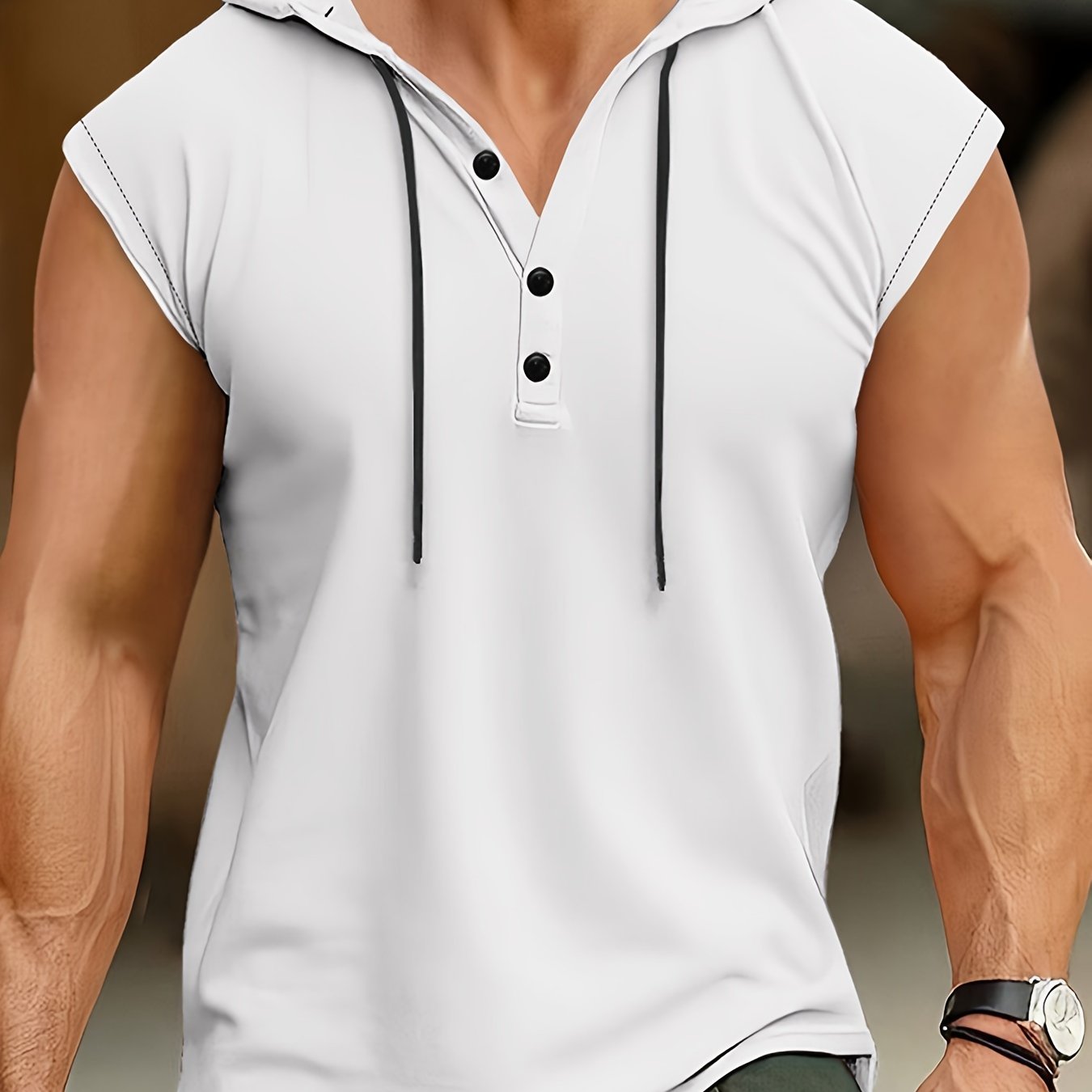 Camisa sin mangas hombre tejido transpirable con capucha