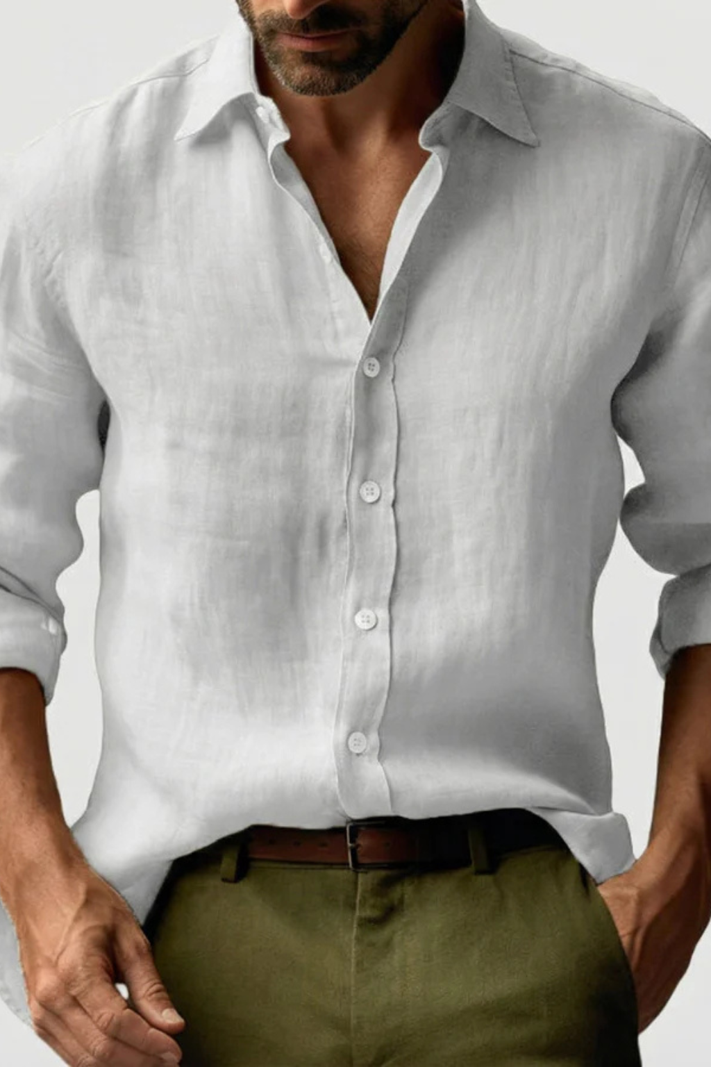 Camisa Hombre de Lino Informal Ajuste Clásico