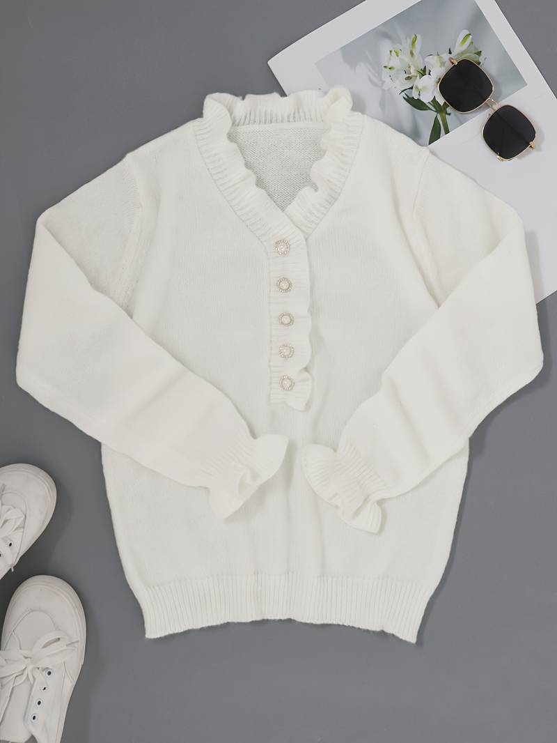 Blusa Mujer con Volantes y Botones Estilo Chic