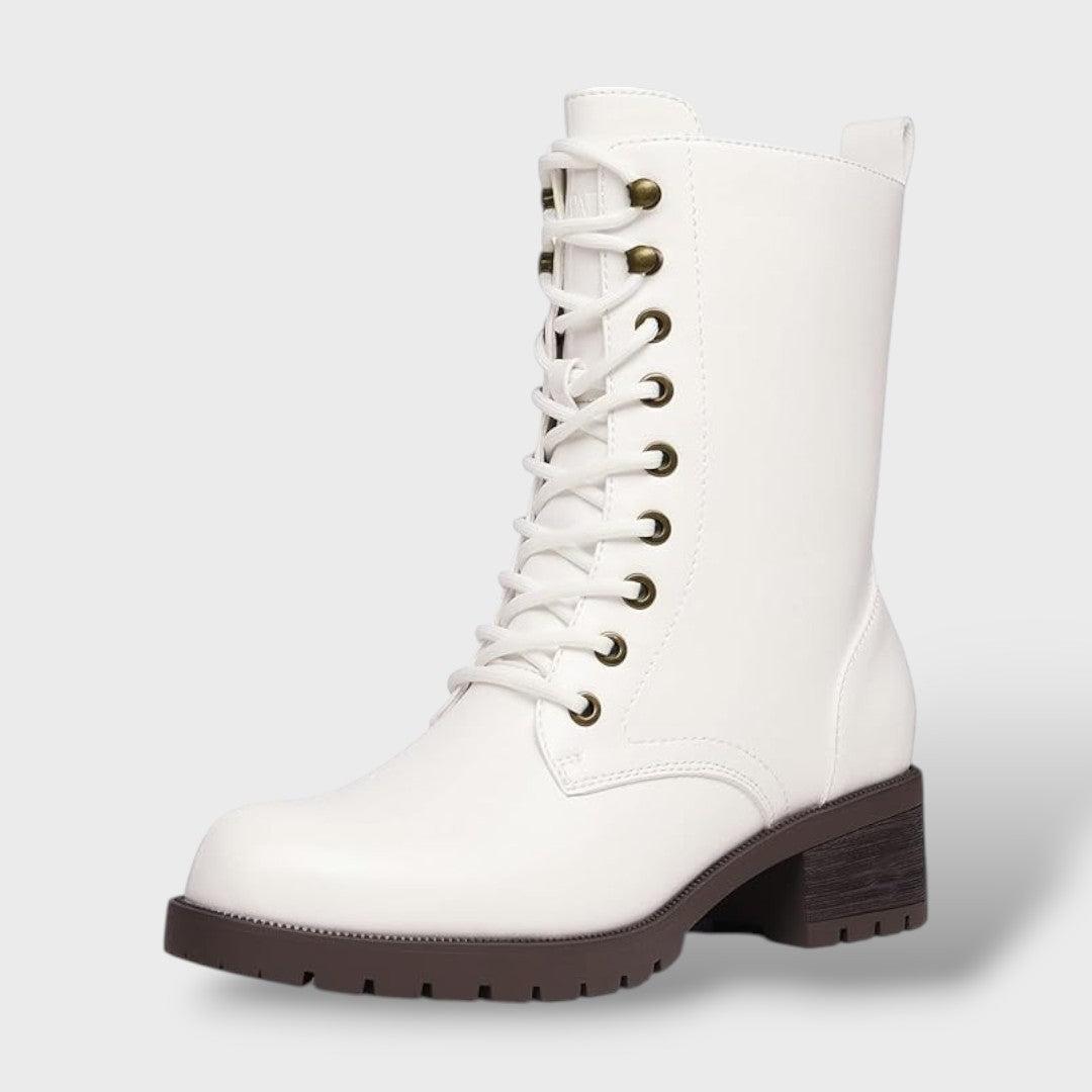 Botas Combate Mujer Cremallera Tacón Bajo