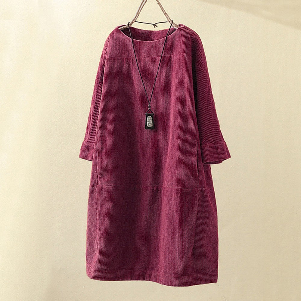 Vestido midi Mujer de Tencel Corte Favorecedor