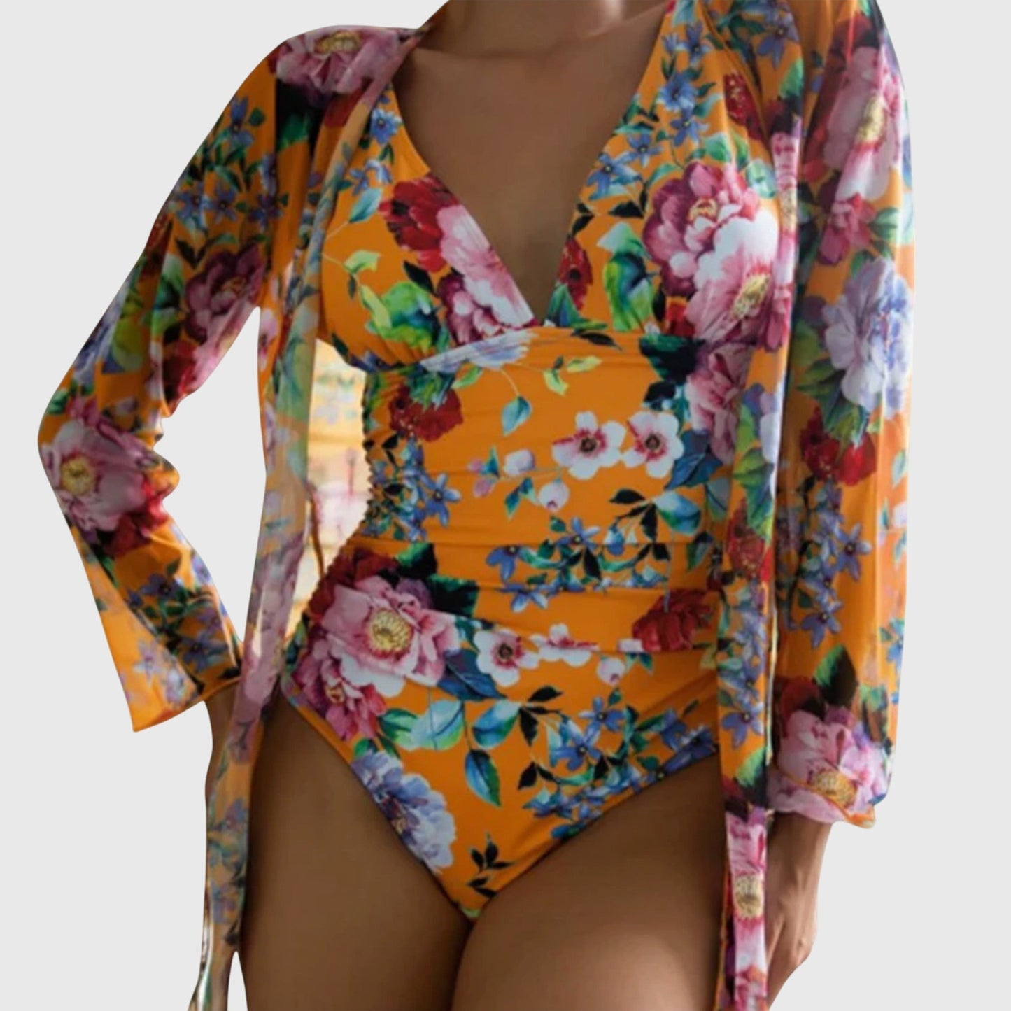 Bañador Mujer de Tela Estampada Corte Ajustado Veraniego