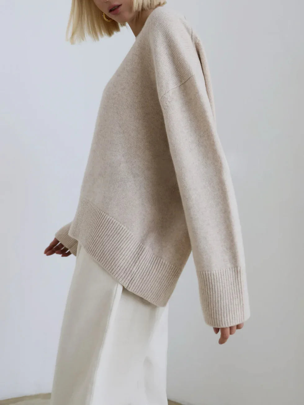 Jersey Mujer Tejido Oversize Cuello Redondo