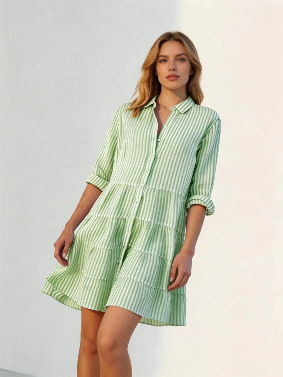Vestido camisa mujer de rayas manga larga