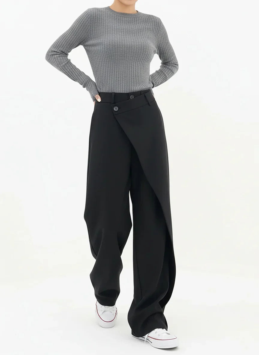 Pantalones Mujer Anchos Capas Asimétricos