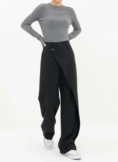 Pantalones Mujer Anchos Capas Asimétricos