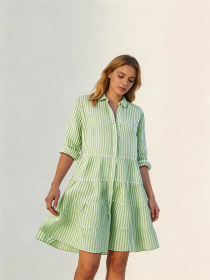 Vestido camisa mujer de rayas manga larga - Mavetta