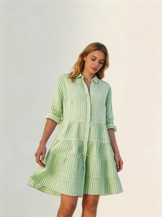 Vestido camisa mujer de rayas manga larga - Mavetta