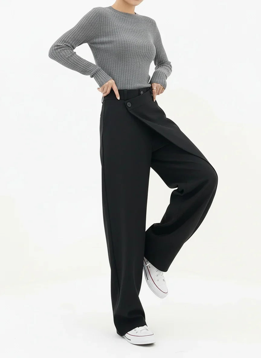 Pantalones Mujer Anchos Capas Asimétricos