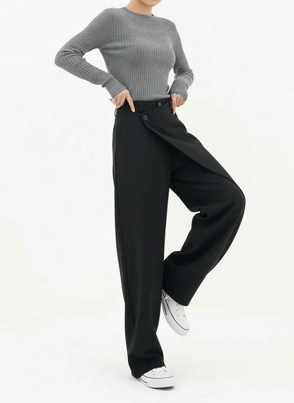 Pantalones Mujer Anchos Capas Asimétricos