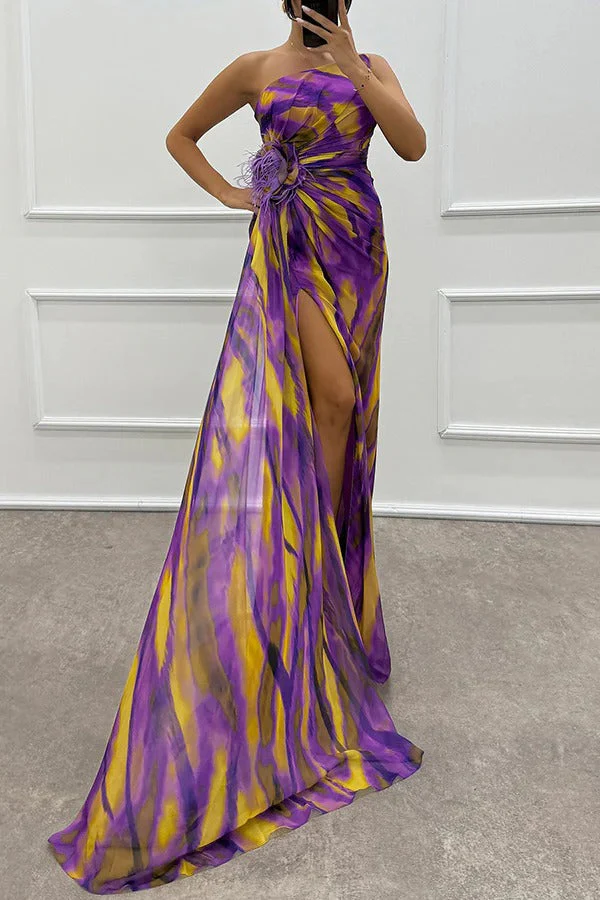 Vestido Largo Mujer Un Hombro Abertura Elegante