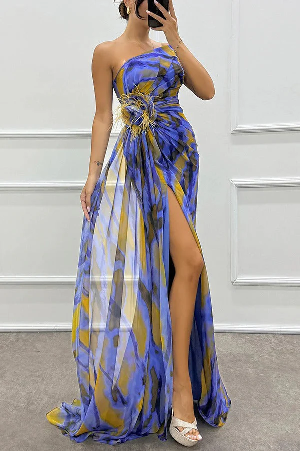 Vestido Largo Mujer Un Hombro Abertura Elegante