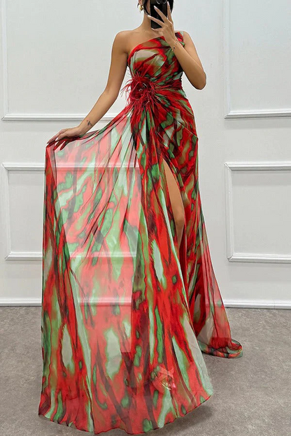 Vestido Largo Mujer Un Hombro Abertura Elegante