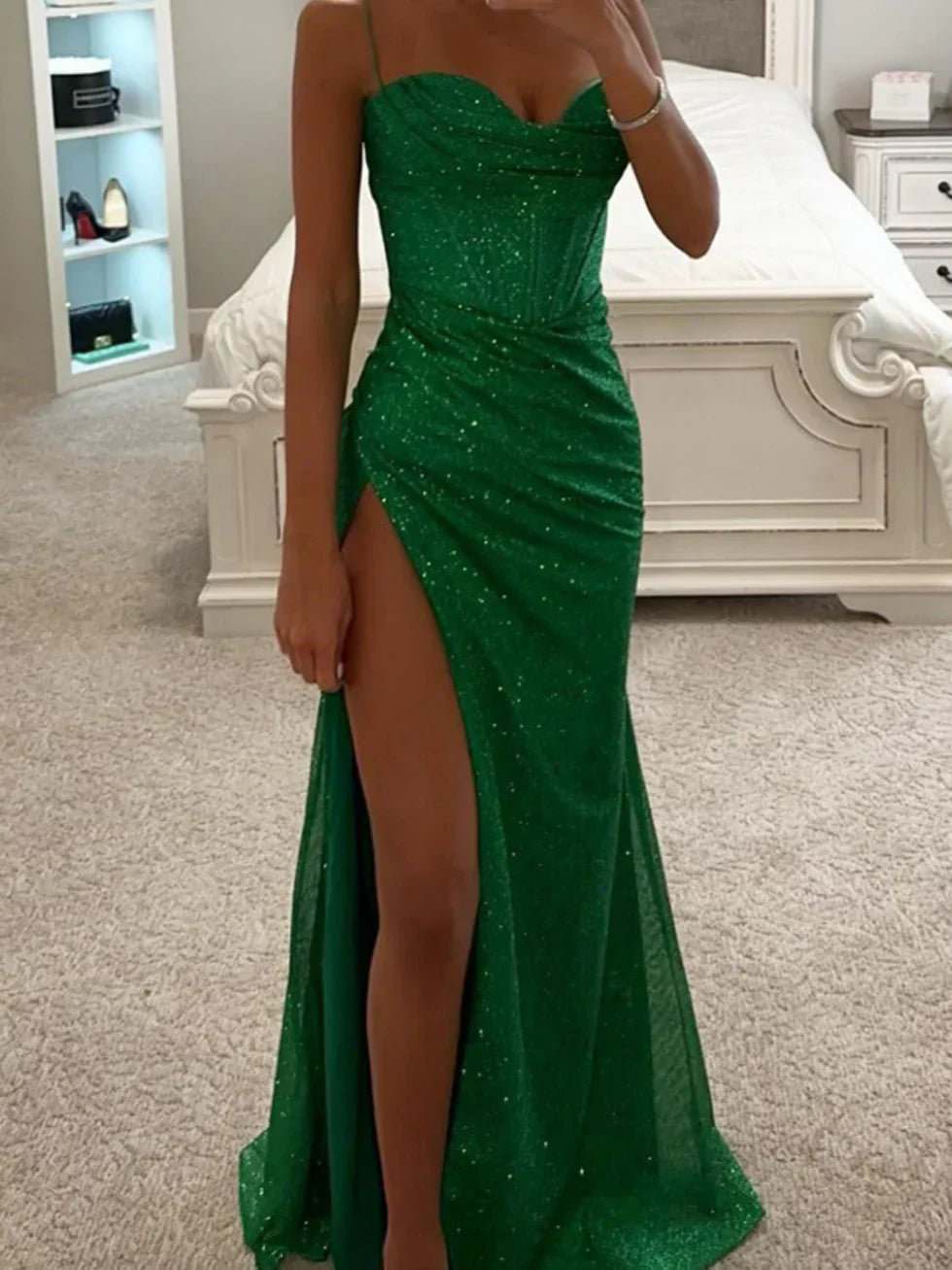 Vestido maxi Mujer tirantes brillo