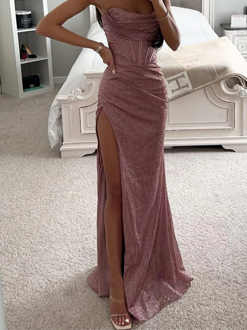 Vestido maxi Mujer tirantes brillo