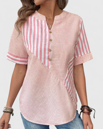 Camisa Hombre Patchwork Algodón Manga Corta Botones - Mavetta