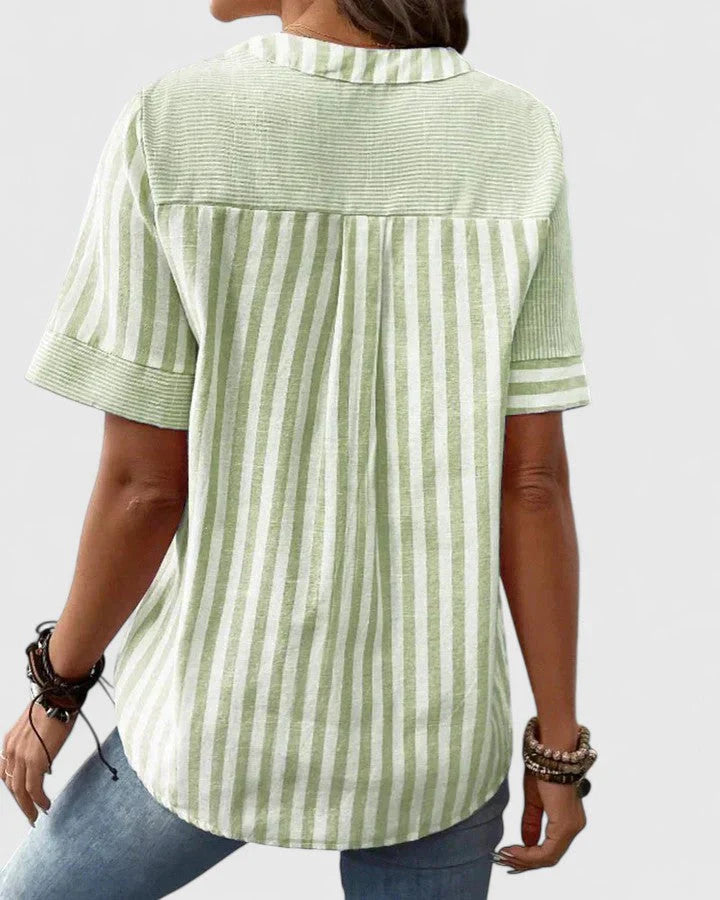 Camisa Hombre Patchwork Algodón Manga Corta Botones