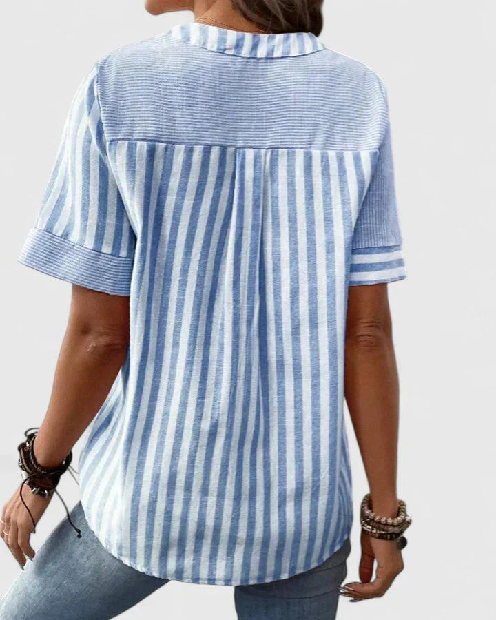 Camisa Hombre Patchwork Algodón Manga Corta Botones