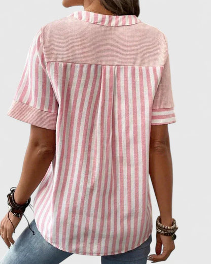 Camisa Hombre Patchwork Algodón Manga Corta Botones