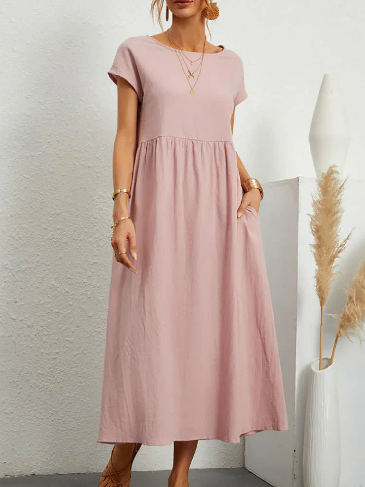 Vestido maxi mujer algodón lino sin mangas