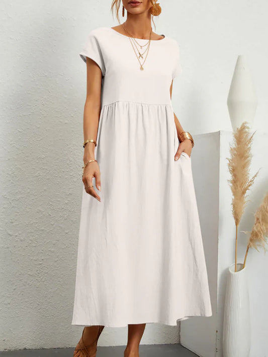 Vestido maxi mujer algodón lino sin mangas - Mavetta
